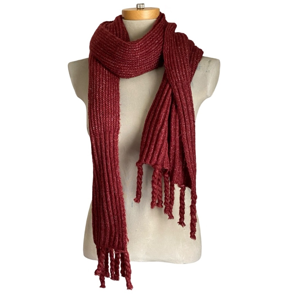 Chunky Knit Red Winter Scarf